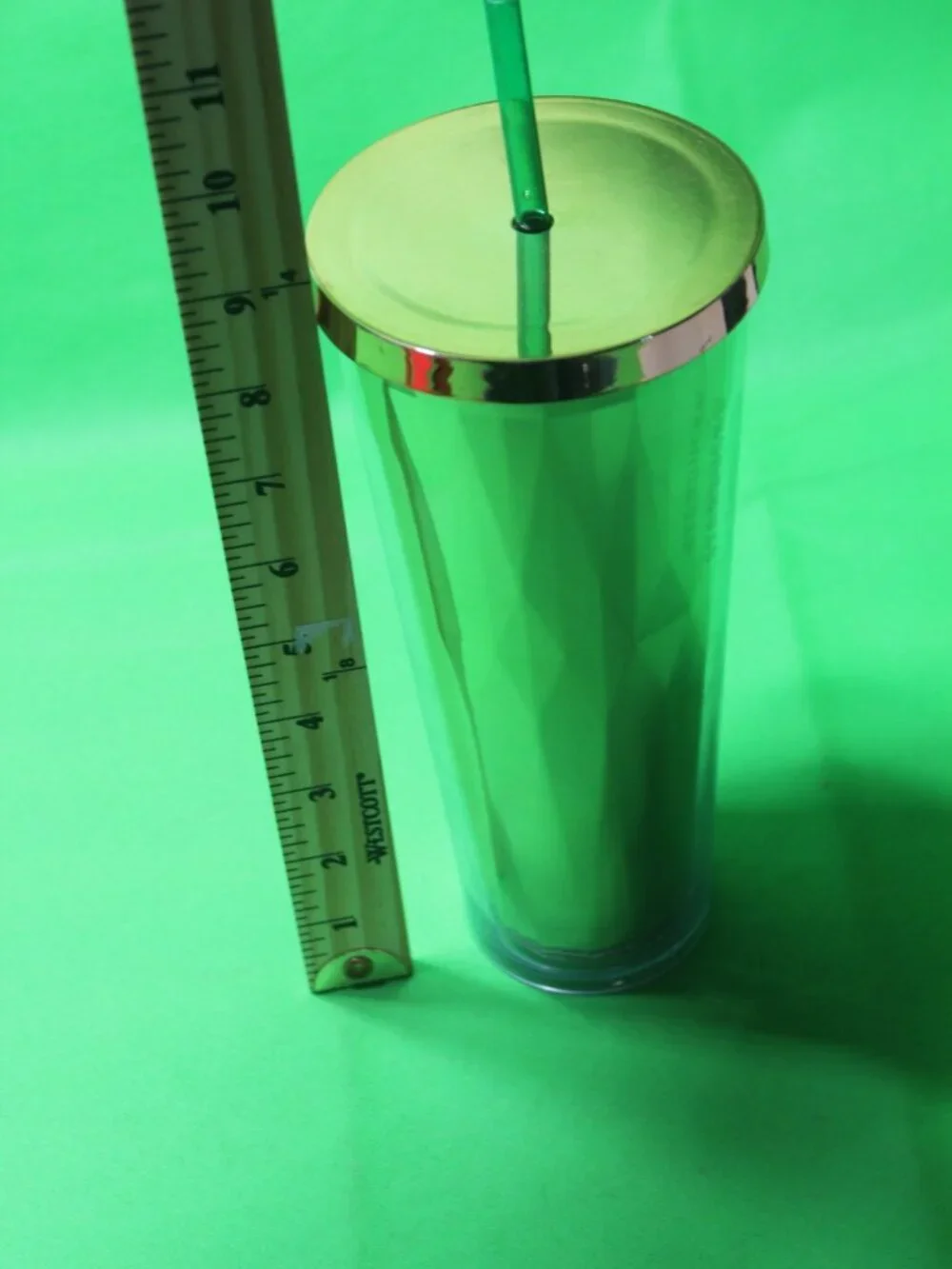 Starbucks 2014 Gold Faceted Tumbler  24 Oz Cold Cup RARE
